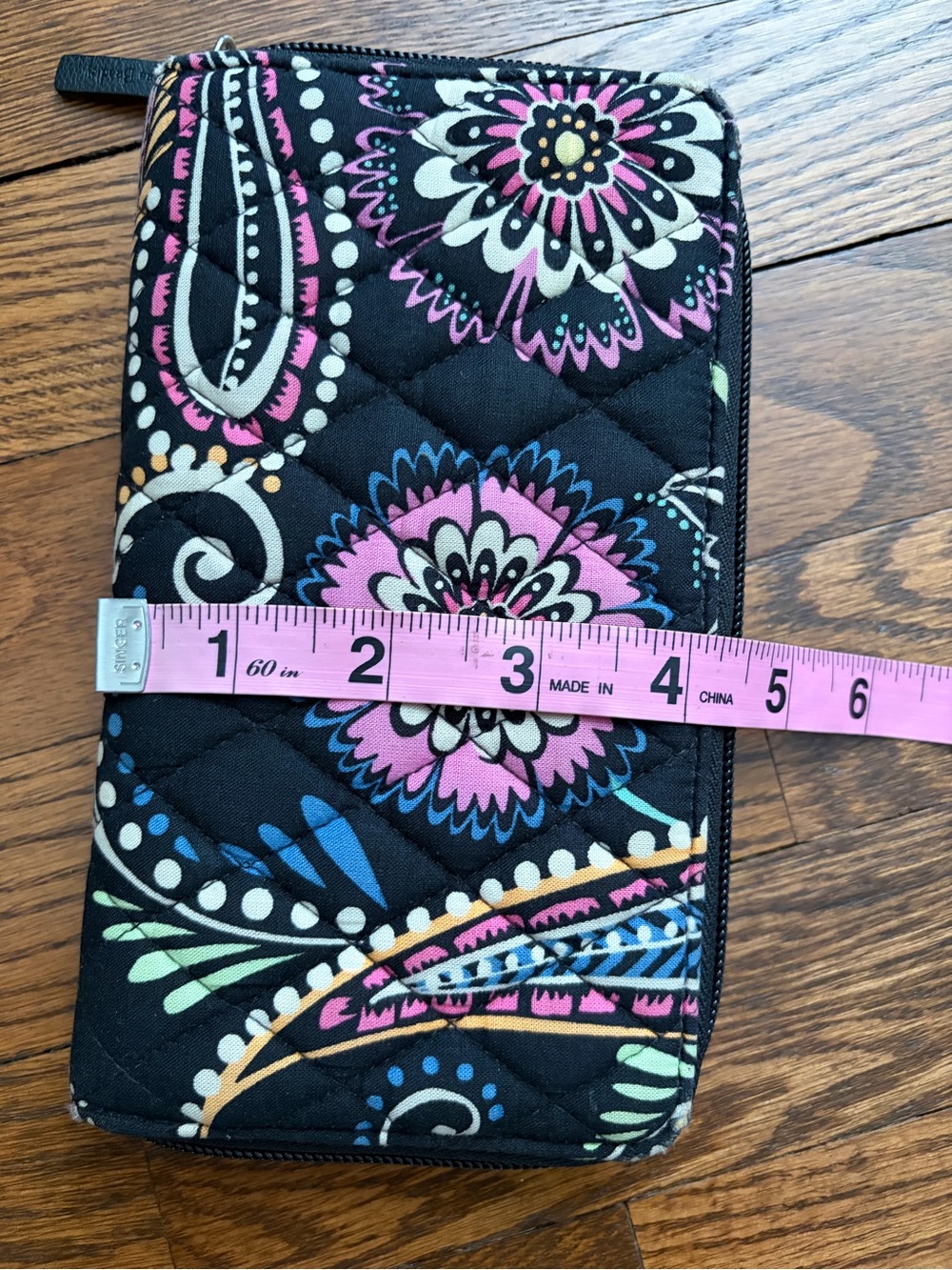 Vera Bradley Bandana Swirl Quilted Zip-Around Wallet Black Multicolor - Picture 7 of 12